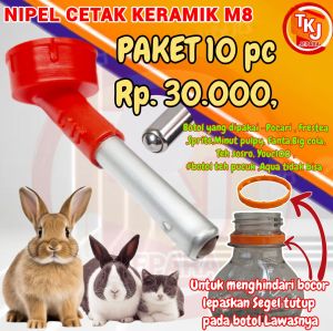 nipel kelinci cetak keramik M8 per paket isi 10 PC nipel kelinci nipel kucing nipel hamster dll
