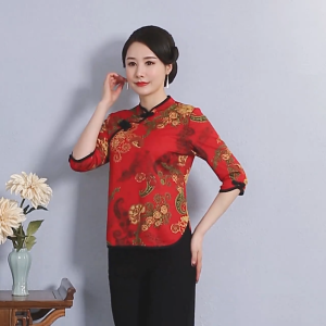 TTQQ Womens Five-point Sleeve Shirt Antique Cheongsam Bottoming Shirt Clothes