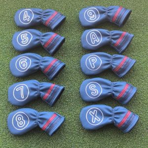 ที่หุ้มเหล็กกอล์ฟฝาครอบเตารีดเป้สตรีหนังนุ่ม PU 4-9 ASPX 10ชิ้นอุปกรณ์พัดลมกอล์ฟ