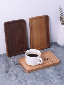 Laser Engraving Logo Solid Wood Cup Mat Heat Insulation Pad Rectangular Coffee Cup Tea Water Cup Small Tray Pastries Plate