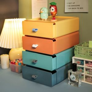 Storage Box Rak kosmetik Susun Kotak Penyimpanan Laci Storage Rak Meja Multifungsi Kotak Penyimpanan Serbaguna Dengan Tutup