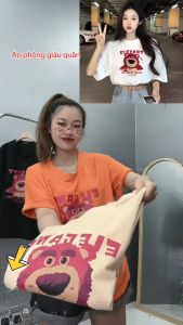 Áo phông bigsize nữ tay ngắn chất vải cotton in hình chú gấu dễ thương dành cho nàng chuppy từ 58-100kg A58