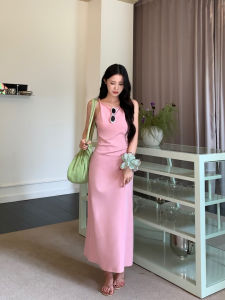 French Style Sleeveless Unique Long Dress