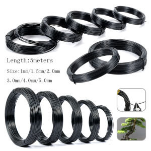 1pcs Bonsai Wires Anodized Aluminum Bonsai Training Wire With 6 Sizes 1mm/1.5mm/2mm/3mm/4mm/5mm length5m (Black) Garden Supplies