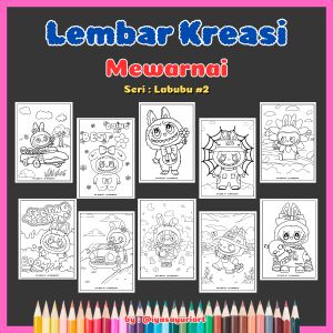 Lembar Mewarnai Seri Labubu - Coloring Paper - iyasayuriart