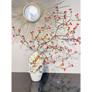 Cành cổ sơ ri trang trí cắm điểm - dài 100cm gồm 6 nhánh - Cây giả hoa lụa trang trí nhà cửa