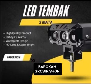 Lampu Tembak Sorot Laser Gun 24 Volt SQL 3 Mata LED SQL3 Truk Bus Canter Putih Kuning 2 Warna OWL D2 Hi Lo CWL Cutoff Motor Mobil High Low Lasergun Offroad Bar Cree Jauh Dekat Dim Truck Bis Fuso Ragasa Traktor Tronton Foglamp ARB Worklight 3 Kabel