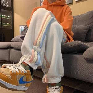 Extra Large 300 Pounds High Street Colorful Stripes Mens Casual Pants Autumn Trendy Brand Drawstring Versatile Sport Sweatpants