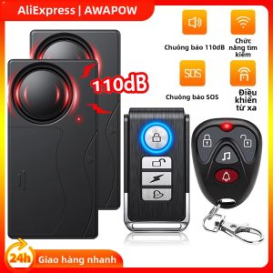 Báo Động Rung Không Dây Awapow 110dB Điều Khiển Từ Xa Chống Trộm Cửa Sổ Hệ Thống An Ninh Xe Đạp & Xe Máy
