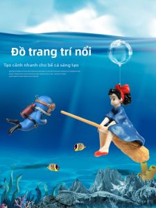 DABINGYANG | Floating Aquarium Decorations Fairy Moon Cat Diver