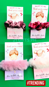 Custom Ballerina Scrunchies Souvenir Gifts Giveaway Satin Fluffy Birthday Baptism Mom Teachers Day