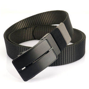 Rotate Automatic Buckle Nylon Belt Two-Color Thickened Woven Pant Belt Business All-Match Non-Porous Toothless Canvas Belt Men