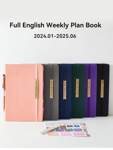 2025 planner notebook A5 notebook Hard Cover PU Leather 18months English Version A5 Daily notebook Monthly Planner