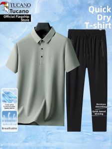 TUCANO | Summer Ice Silk Short Sleeve And Pants Set For Middle-aged Men