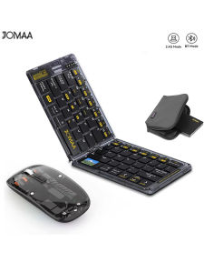 JOMAA | Foldable Keyboard Set With BagFolding Bluetooth Keyboard Combo Full-Size Portable Travel KeyboardRechargeable Wireless Mouse