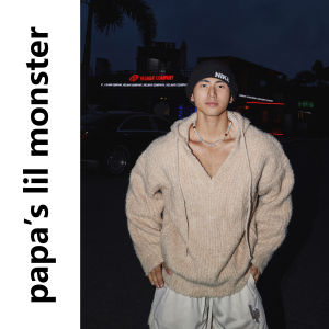 Papas lil monster | Áo Hoodie Vintage Rộng Dành Cho Nam