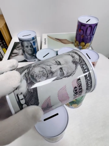 Euro Dollar Money Box Safe Cylinder Piggy Bank Banks For Coins Deposit Boxes MG-SG