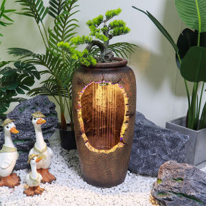 Modern Simulated Ceramic Pot Waterfall Decoration Outdoor Courtyard New Chinese Style Creative Landscape Wall Mounted Ornament