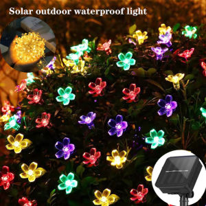 Solar Flower String Lights Outdoor LED Cherry Blossoms Waterproof Fairy Lights For Garden Yard Patio Christmas Tree Decor