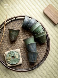 Retro Rock Clay Ceramic Tea Cup Small Personal Drinking Cup for Tasting Tea Fragrance Smelling Heat Resistant Tea Bowl Cup