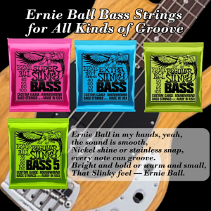 (FAST DELIVERY) Ernie Ball 2834 Super Slinky Nickel Wound Electric Bass Strings - .045 -.100 Tali Gitar Bass 4 Tali