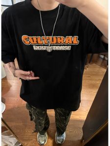 Áo Thun Tay Ngắn Cotton Nguyên Chất Phong Cách HongKong Mùa Hè Cho Nam Áo Thun Cotton Phong Cách Retro Thời Trang Mùa Hè