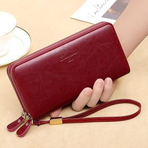 BANYANU Large Capacity Original Genuine Leather Wallet Women Double Zipper Purse Lady Phone Hand Bag for Evening Dinner Wedding New Design 2025