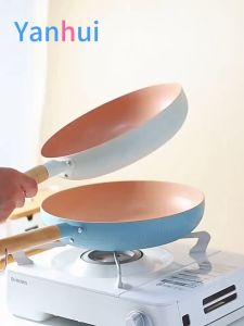 Wajan 20/24cm Beige Anti Lengket Penggorengan Frying Pan Serbaguna Gagang Kayu