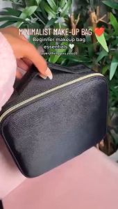 ListonX กระเป๋าเครื่องสำอางพกพา (Make-up Bag) จัดระเบียบเครื่องสำอาง คุณภาพเกรดพรีเมียม | กระเป๋าแต่งหน้ามืออาชีพ | กระเป๋าใส่แปรงแต่งหน้า | กระเป๋าอเนกประสงค์ | ซื้อ 2 แถม 1 พัฟมาร์ชเมลโล่