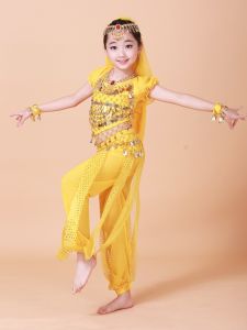 Kids Indian Dance Costume Childrens Belly Dance Performance Costume Girl Xinjiang Dance Performance Clothing Childrens Ethnic Dance Clothes