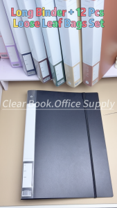 Long Binder Set 1 PCS File Folder + 12 PCS Loose Leaf Bags Paper Organizer Transparent File Bag Set
