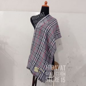 Pashmina Syal Motif Kotak-Kotak Chasmere Selendang Scarf - Hijab Pashmina Syal 180X75 CM