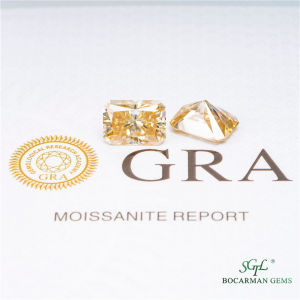 Rectangular GRA Moissanite diamond Reddy Encut loose stone Champagne ice cut light yellow jewelry with stone colored gemstones