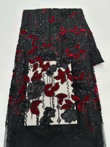 Luxury Sequins Tulle Lace Fabrics African Lace Fabric 5 Yards High Quality 2026 Beaded Embroidered Lace Fabric for Sewing AT3042