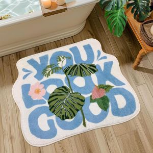 VIKAMA Hình Chữ Cái Giả Cashmere Thảm Hút Nước Phòng Tắm Nhà Vệ Sinh Thảm Lối Vào Hội Trường Thảm Cửa Trang Trí Nhà Polyester PVC