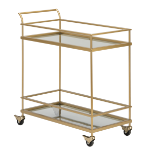 Scandinavian Retro Iron Art Dining Car Drinks Trolley Hotel Restaurant Movable Servicer Golden Sideboard Cabinet Wine Glass Holder