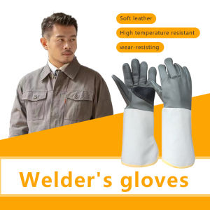 Ycall 6 Pairs Heavy Duty Leather Welding Gloves Heat Resistant Rubberized Grip Waterproof Mechanics Construction Safety Gloves