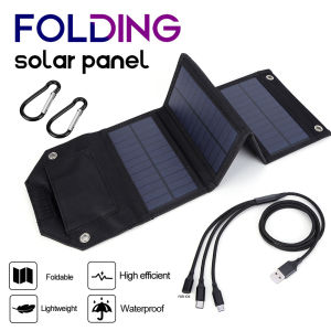8W 5V Portable Solar Battery Charger Polysilicon PET Lamination 4 Fold Outdoor Solar Panels Lightweight Single USB Output for Phone Power Bank