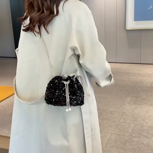 G52210 SEQUIN BUCKET BAG KOREAN STYLE TAS MALAM DINNER BAG TRENDY TAS SELEMPANG SERUT TAS PESTA