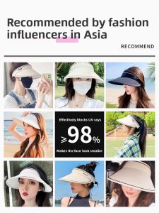 MONLEYTA | Womens Sun Protection Hat Outdoor Cycling Large Brim Empty Top UV Protection Face Covering Summer New Style Fashionable Hat
