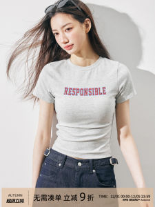 Áo Thun Nữ Dáng Ôm Tay Ngắn Thêu Rhinestone Phong Cách Mỹ Cổ Điển Áo Thun Cotton Thường Ngày Mùa Hè Cho Nữ