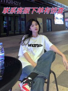 White Pure Cotton 100% Loose Fit Short Sleeve T-Shirt Womens Printed Trendy Brand Student Top Summer Wear Casual round Neck