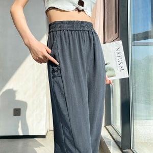 Ice Silk Thin Harlan Womens Sports Pants Summer New Chinese Style Nine Points Tencel Casual Carrot Pants High Waist Harlan Pants
