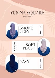 YUMNA SQUARE | BELLA SQUARE MURAH BERKUALITAS | POLYCOTTON PREMIUM | SIZE 115X115 CM | JAHIT TEPI RAPIH | JILBAB SEGI EMPAT WARNA LENGKAP | BELLA SQUARE TERJANGKAU ADEM HALUS SERIES 2 BLUE NAVY WARNA NETRAL BY ESKABRAND