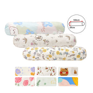 Washed Cotton Bolster Case Floral/Cartoon Printed Bolster Cover 20x100cm Skin-friendly Breathable Material