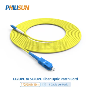 LC/UPC to SC/UPC OS2 9/125 μm Simplex Fiber Optic Patch Cord 3.0 mm LSZH 1-20 m 1/5 Pack PHILISUN