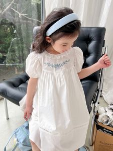 Summer New Style Girls Dress White Short Sleeve Princess Skirt Baby Fashion Sweet Skirt Childrens Clothing Korean Style A-Line Skirt
