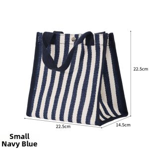 Large Capacity Blue and White Striped Tote Bag