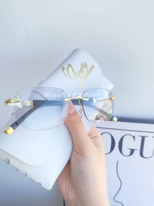 Rimless Photochromic Glasses Anti-blue Light Eyeglasses For Women Replaceable lens Metal Frame