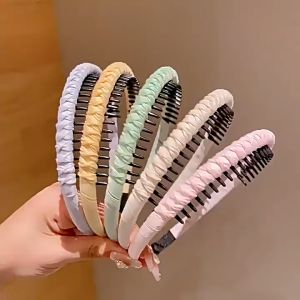 Cài tóc nhựa vải thắt bím màu pastel phong cách tiểu thư H56